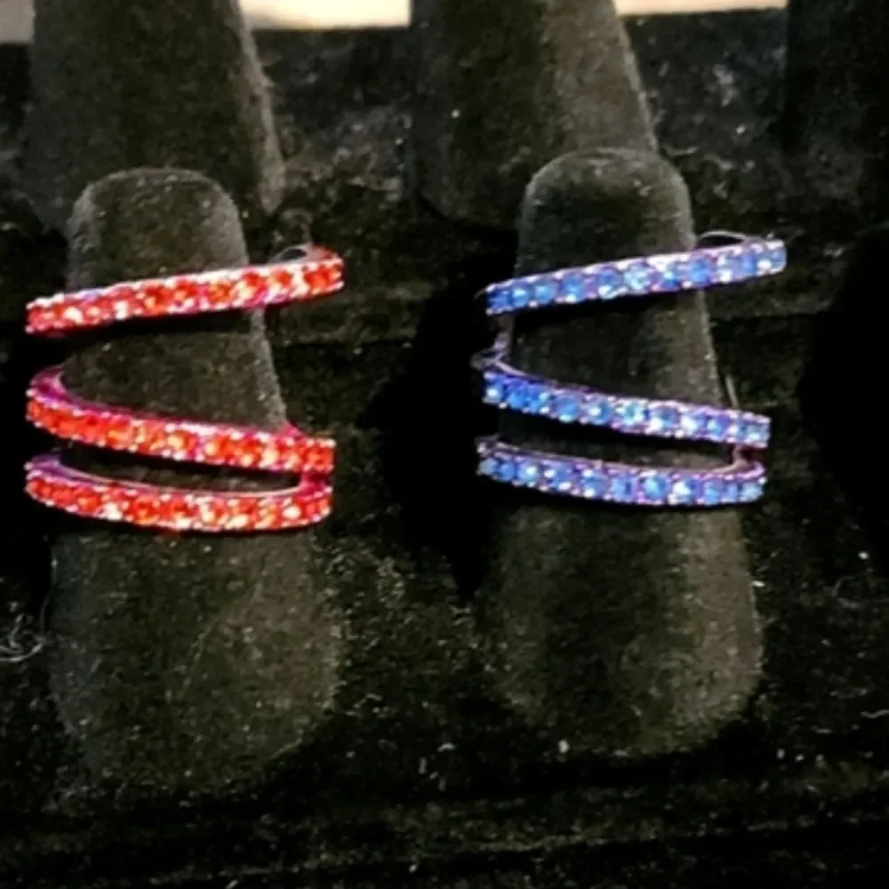 Akira Pink & Purple Rhinestone Stackable Rings‎